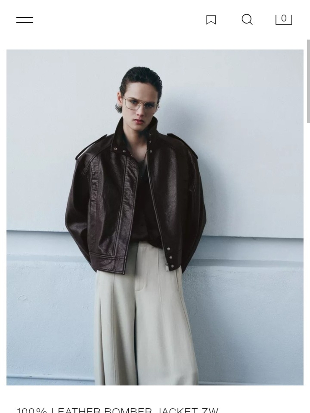 Zara Men Burgundy Leather Bomber Jacket